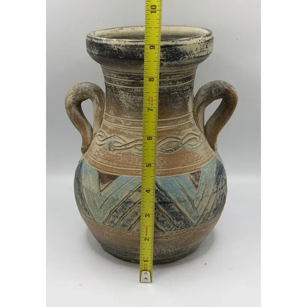 Vintage Olla Vase Hand Thrown Studio Pottery Sgraffito Southwestern